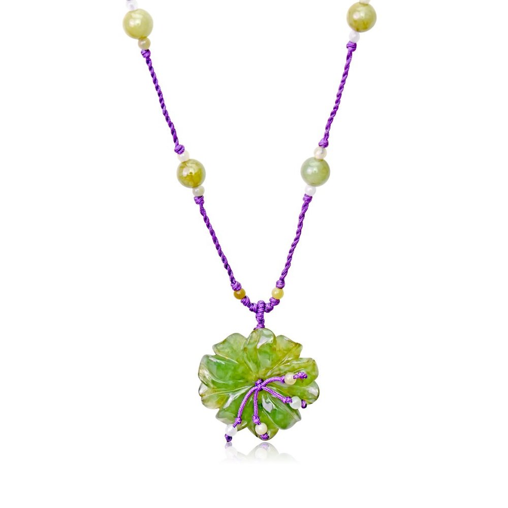 Stunning Anemone Flower Handmade Crystal Jade Necklace Pendant